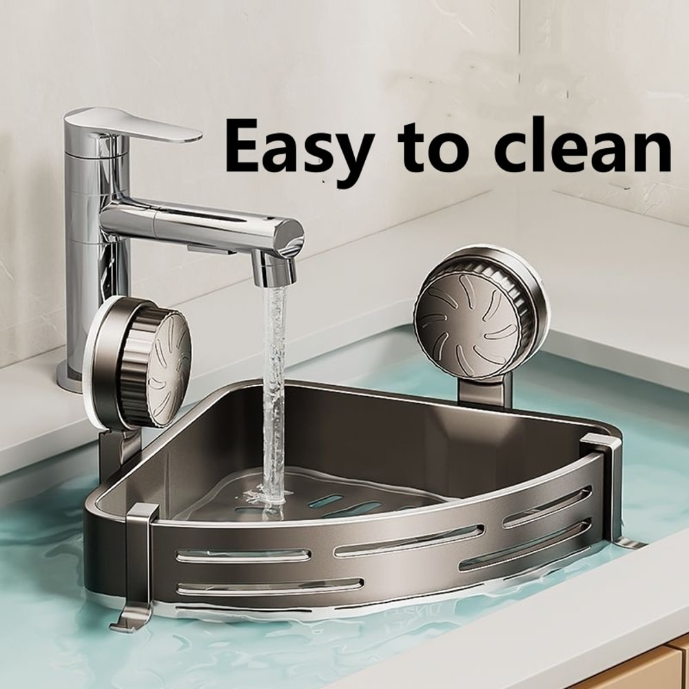 Non-Drilling Suction Cup Triangular Baskets for Strong Bathroom Shelves, Wall Storage