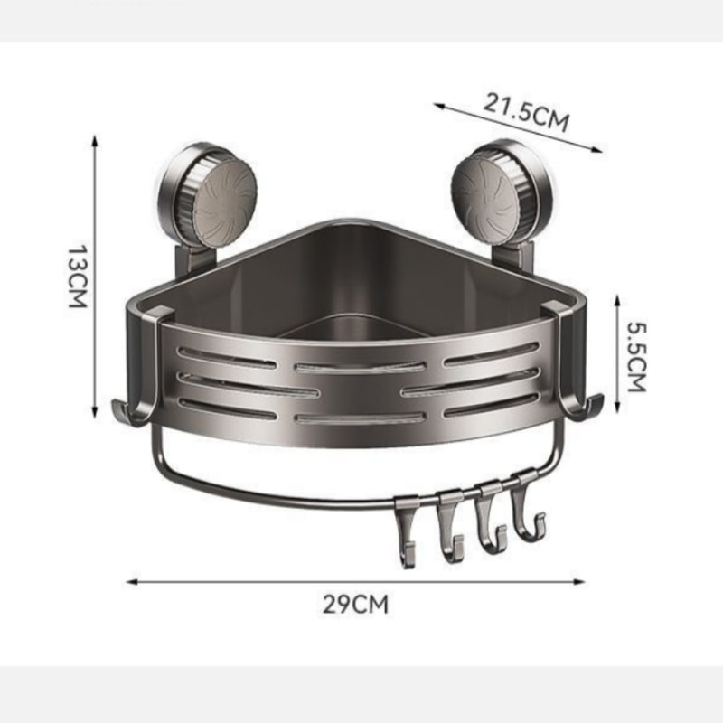 Non-Drilling Suction Cup Triangular Baskets for Strong Bathroom Shelves, Wall Storage