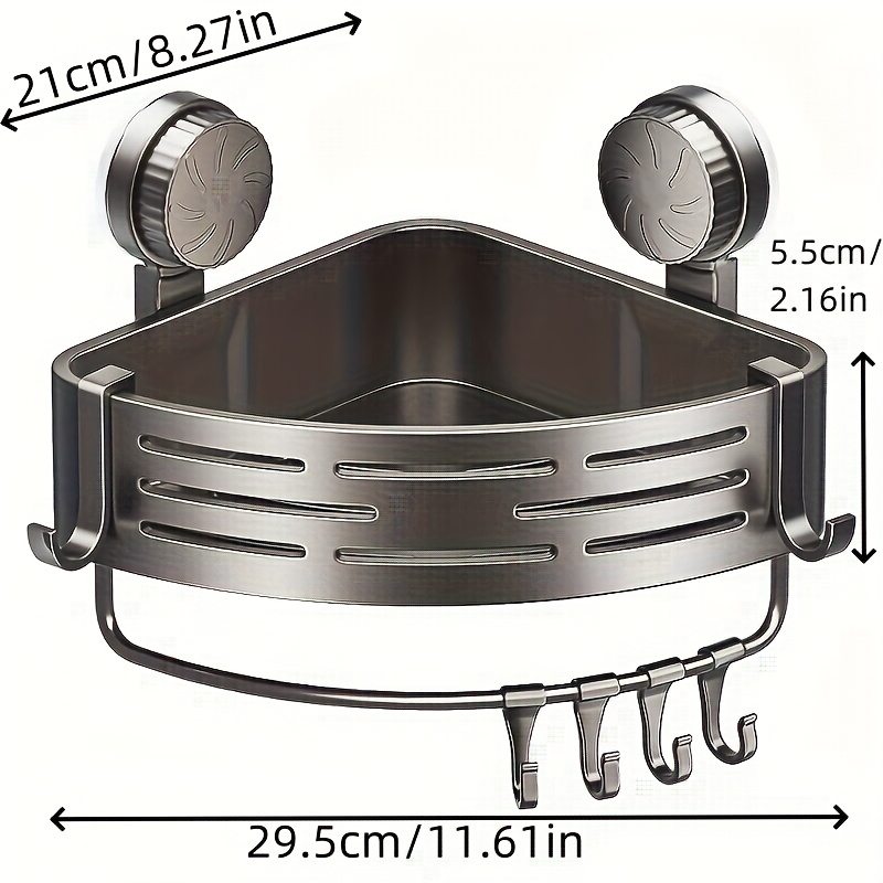 Non-Drilling Suction Cup Triangular Baskets for Strong Bathroom Shelves, Wall Storage