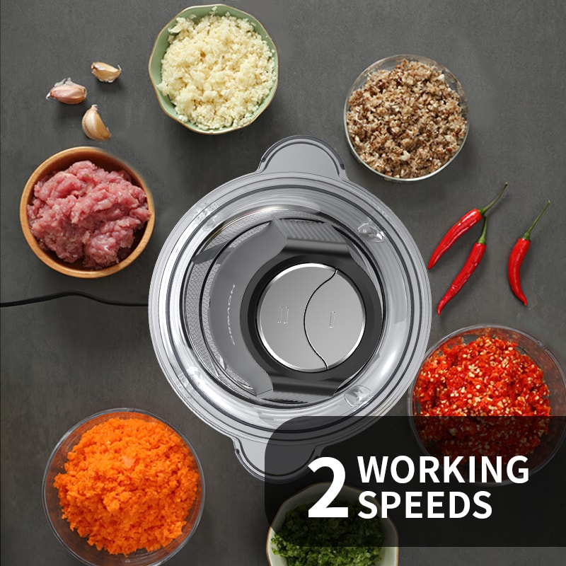 Food Processor, Glass Bowl Meat Grinder with Speed Modes, Sharp Blades for Onion, Meat, Nuts