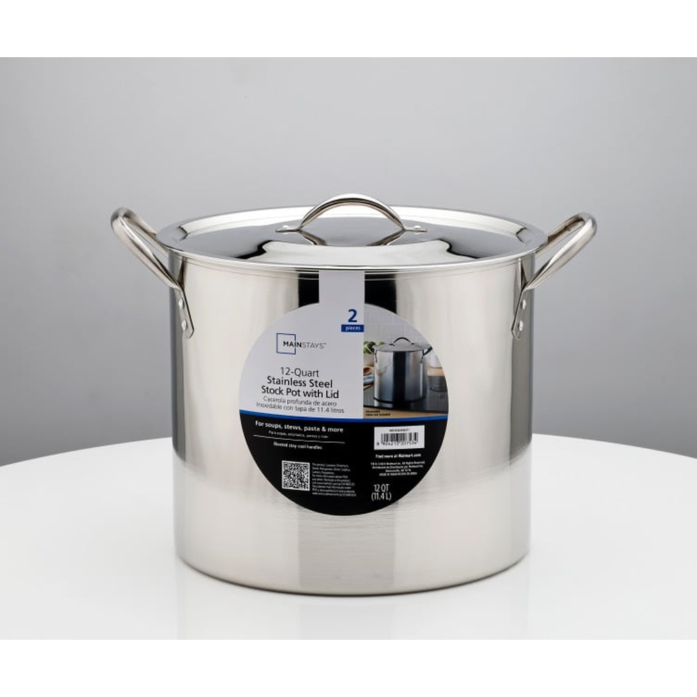 Heavy Duty Cookware Stainless Steel Stock Pot With Metal Lid Stay Cool Handles For Soup Stew And Bo 3