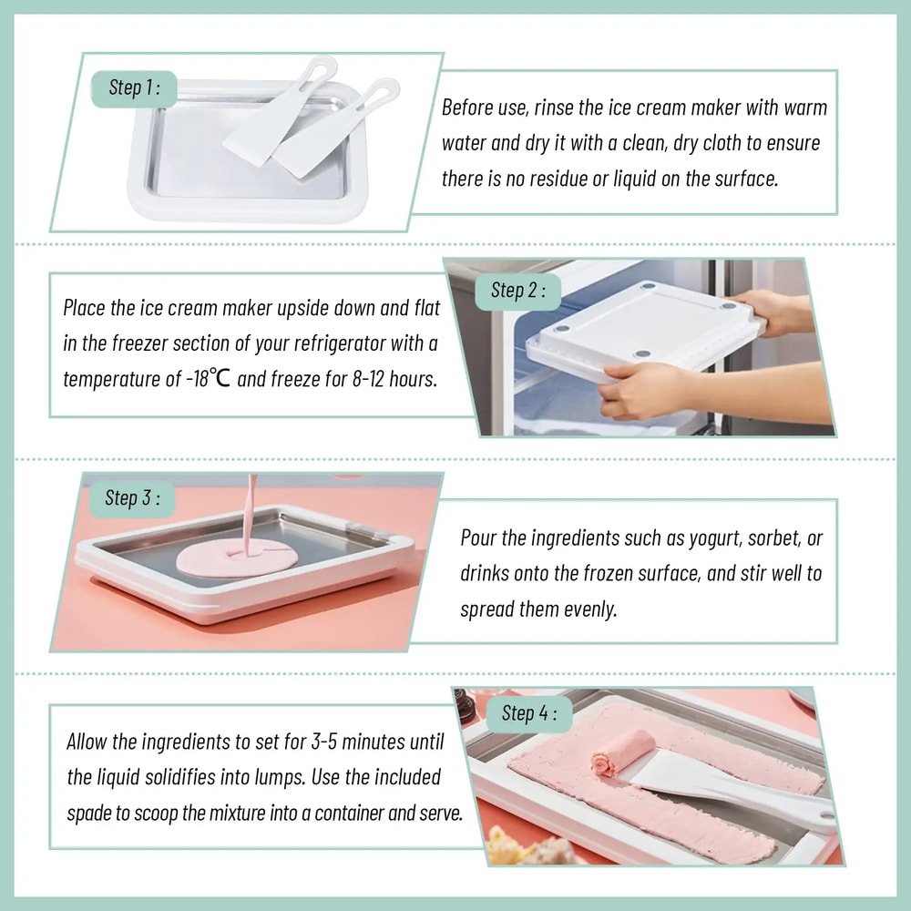 DIY Household Frozen Yogurt Maker, Multifunctional Rolled Ice Cream Maker, Cold Sweet Fried Ice Pan, For Homemade