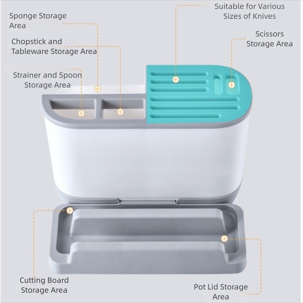 Space Saving Multi Kitchen Cutlery Holder Waterproof Chopstick Bucket Cutting Board Rack 3
