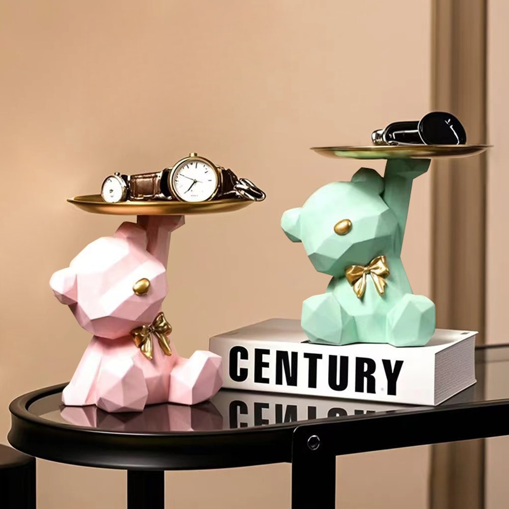 Living Room Desktop Decoration Tray Kawaii Geometric Butterfly Bear Tray Candy Miscellaneous Storag 4