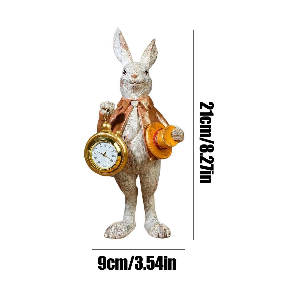 Animal Easter Resin Creative Decor, Easter Cute Rabbit Bunny Ornament, Clock Pocket Watch Decoration, Top Hat Gentleman