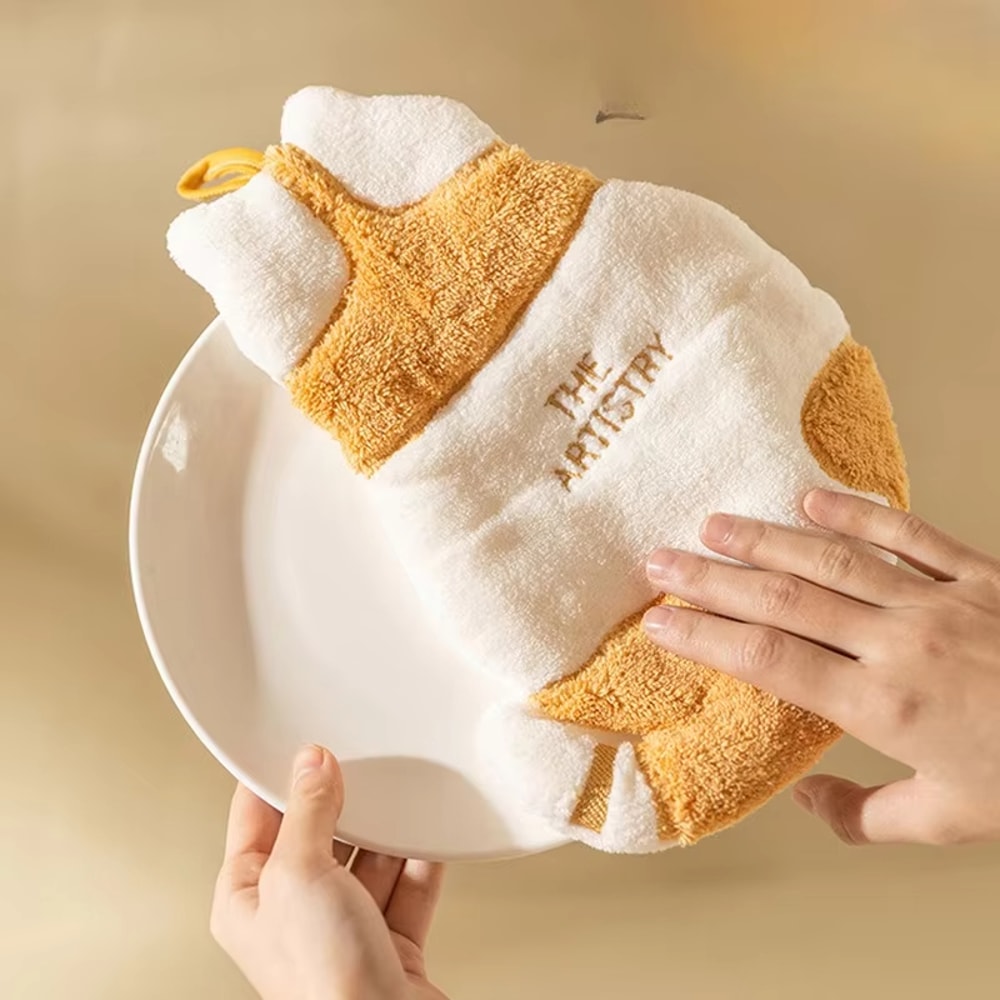 Cartoon Kids Towels, Cute Cat Hanging Towel, Soft Absorbent Handkerchief for Kitchen & Bathroom