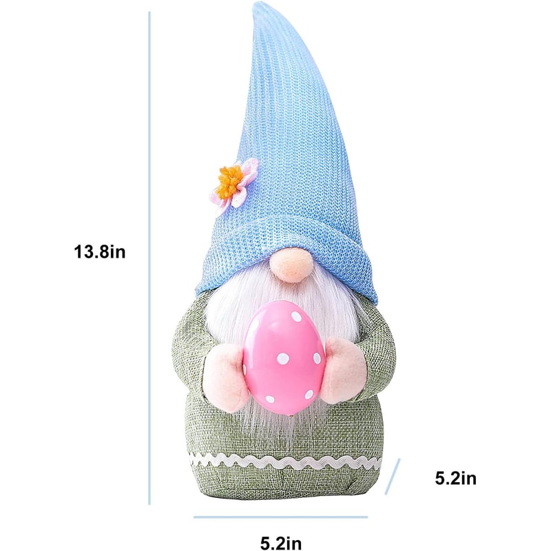 Handmade Easter Bunny Gnome with Easter Egg, Faceless Plush Doll for Girls, Spring Room Decor