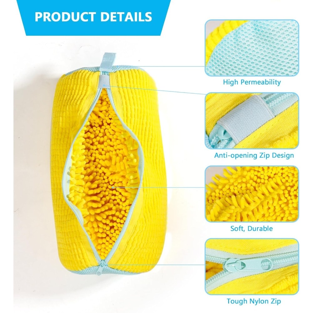 Laundry Wash Bag for All Shoe Types, Durable Yellow with Blue Zipper, Ideal for Sneakers
