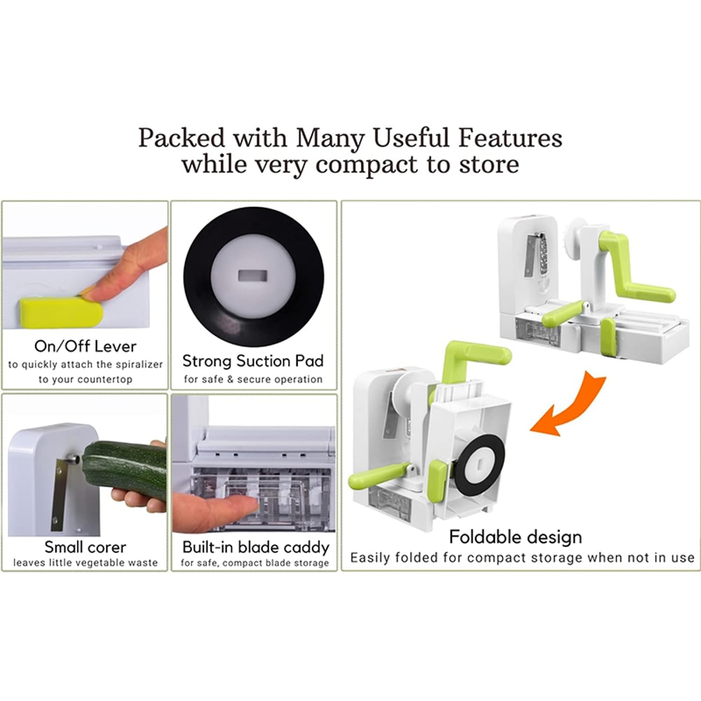 Foldable Veggie Pasta Maker, Rotary Cheese Grater, Vegetable Shredder