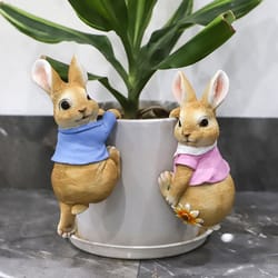 outdoor decorative funny rabbit statue, adorable bunny sculpture, resin figurine for patio