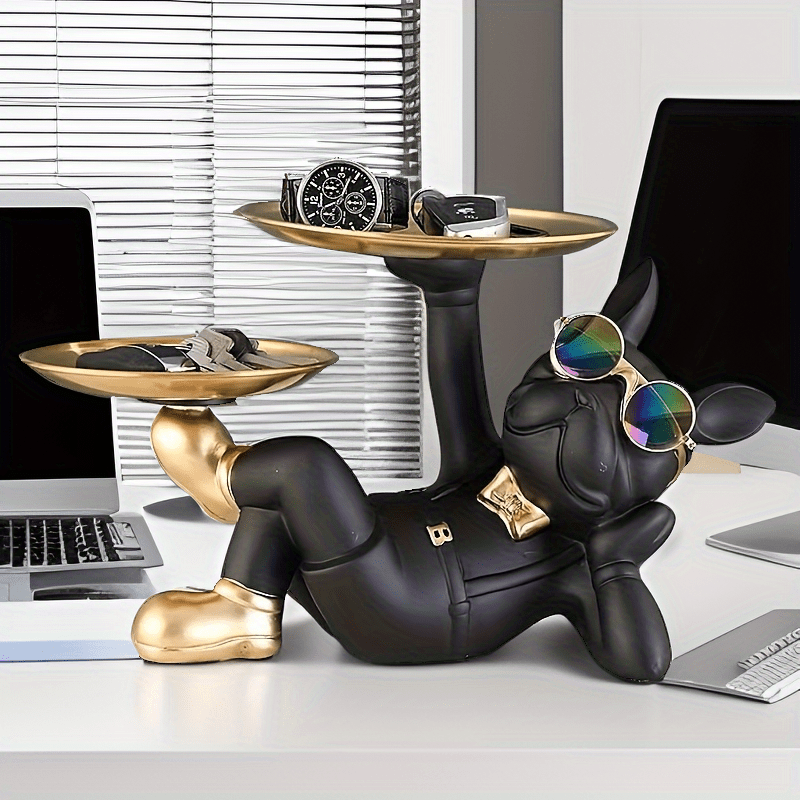 Bulldog Statue Tray, Perfect for Keys, Jewelry, Wallets, and More