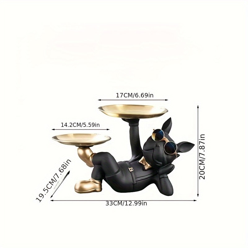 Bulldog Statue Tray, Perfect for Keys, Jewelry, Wallets, and More