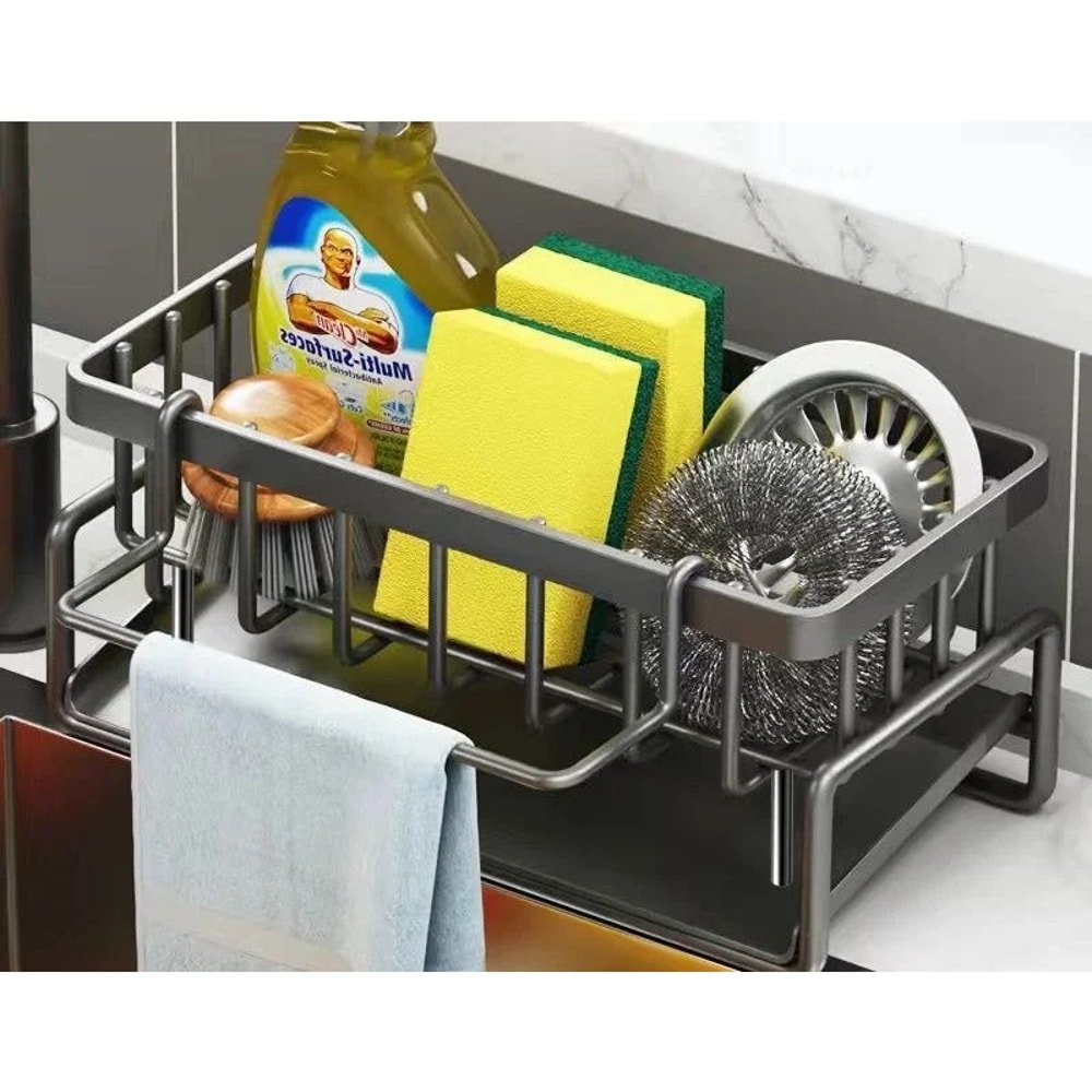 Steel Wool Organizer Kitchen Draining Rack Dishcloth Holder Sink Sponge Rack 4