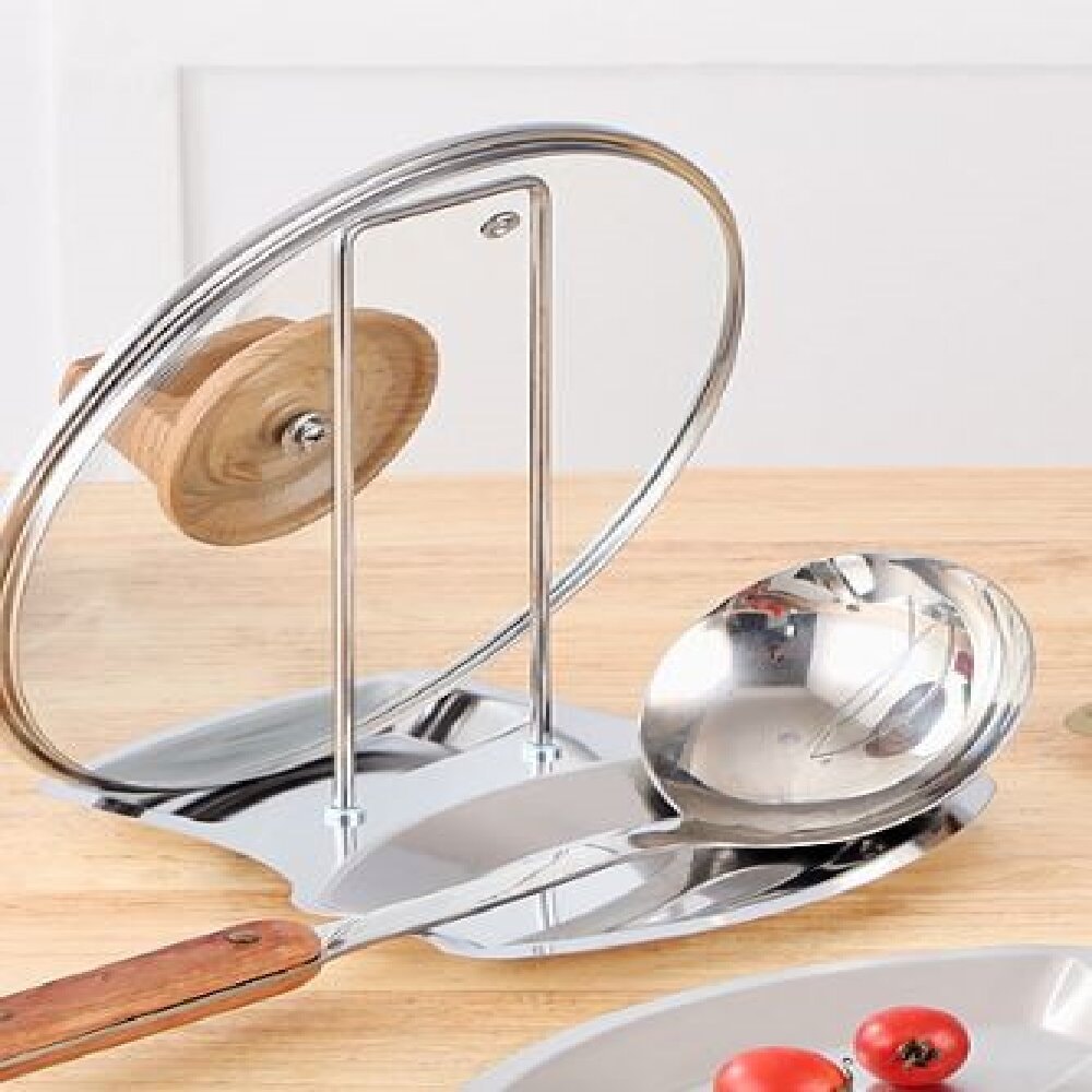 Multi-Functional Stainless Steel Pot Lid Holder, Kitchen Storage Rack Organizer for Utensils