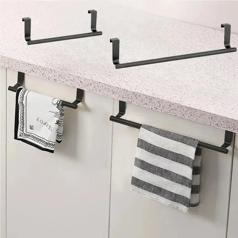 Stainless Steel Towel Rack Over Door Towel Bar Organizer Hanging Storage For Bathroom Kitchen 2