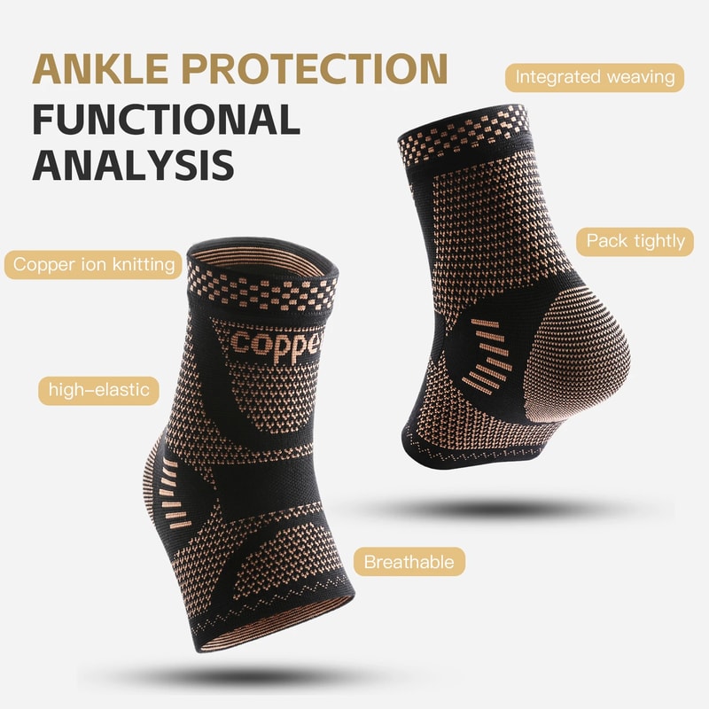 Infused Ankle Support Compression Sleeve, Copper Ankle Brace for Foot Pain, Recovery, and Sports Injury Relief for Men