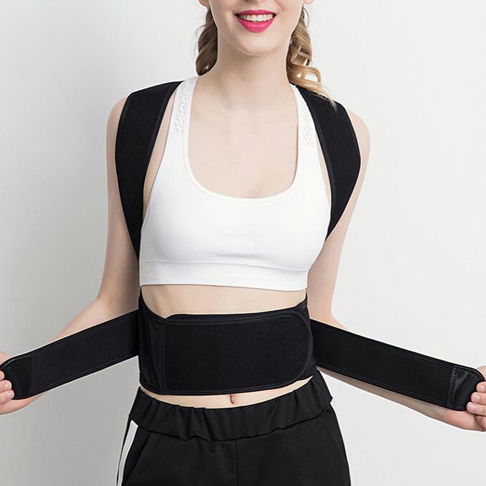 Neoprene Back Corset Brace for Posture Correction, Medical Alloy Bar Spine Support Belt for Back Pain Relief Men Women