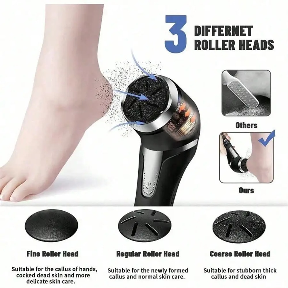 USB Charging Electric Foot Pedicure Device with LCD Display, Dust Collector for Callus Removal