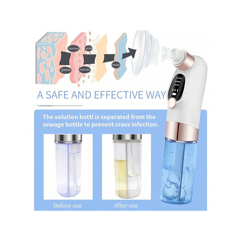 Water Circulation Pore Vacuum Cleaner, Pimple Extractor Tools with Adjustable Gears, Suction Heads Beauty Device