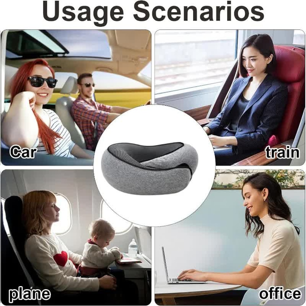 Portable Travel Neck Pillow, Memory Foam U-shaped Neck Support, Adjustable Snail Style Soft Sleep Pillows for Noon Break