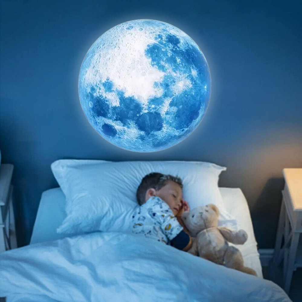 LED Moon Lamp, Blue Planet Nightlight, Unique Home Decor Light