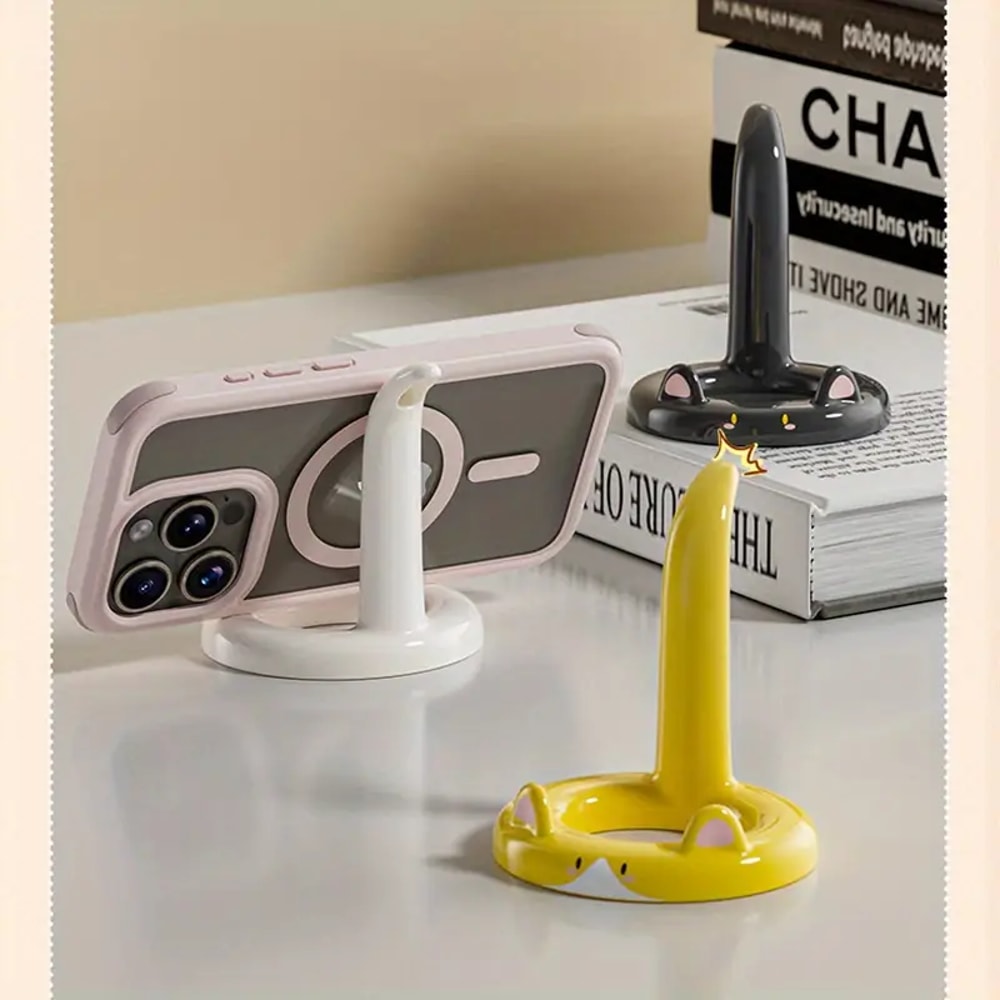 Adjustable Cartoon Cat Phone Stand, Cute Holder for Smartphones