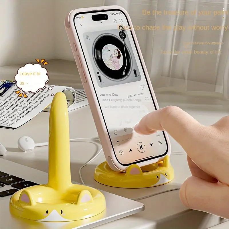Adjustable Cartoon Cat Phone Stand, Cute Holder for Smartphones