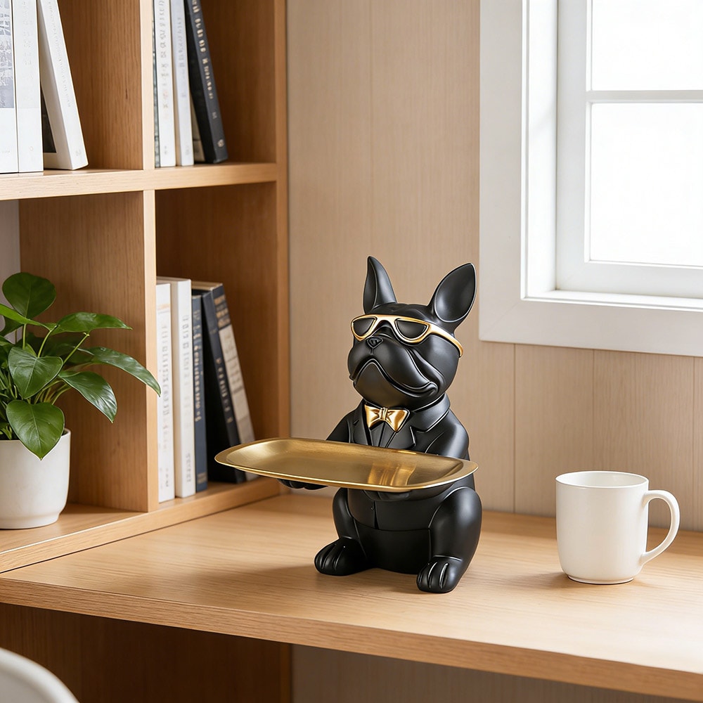 Creative Bulldog Tray Animal Statue, Home Decor Gift, Living Room Bedroom Storage Creative Ornament