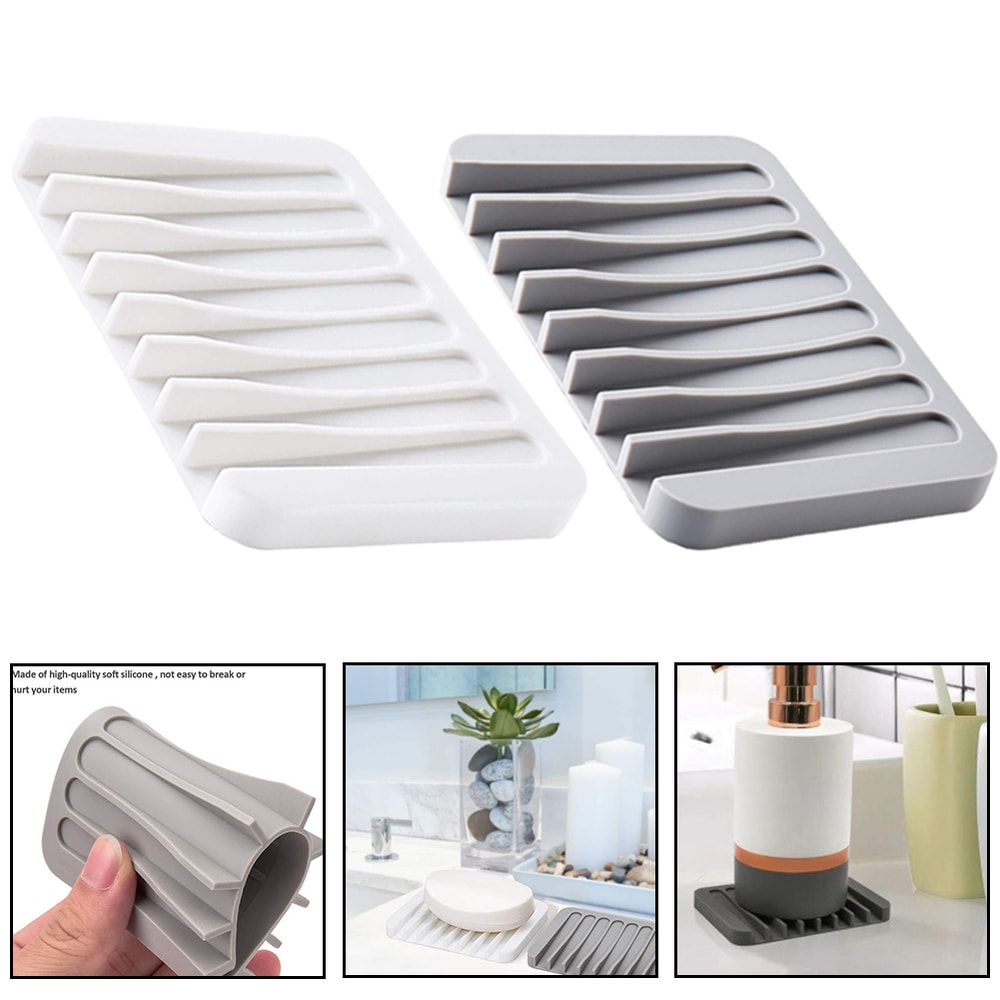 Silicone Soap Holder Saver Self Draining Soap Dish Anti Slip Pad For Bathroom 4