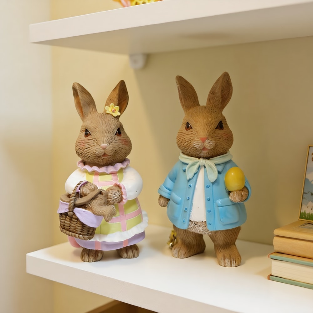 Cute Easter Resin Decoration, Rabbit Miss Rabbit's Little Ornament for Party Home Holiday Gift