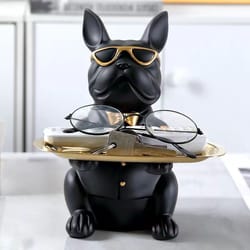 animal statue creative ornament, multi functional bulldog tray, living room bedroom storage decoration