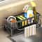Storage Rack for Sponge Brush, Kitchen Sink Organizer Carbon Steel with Tilted Water Tray