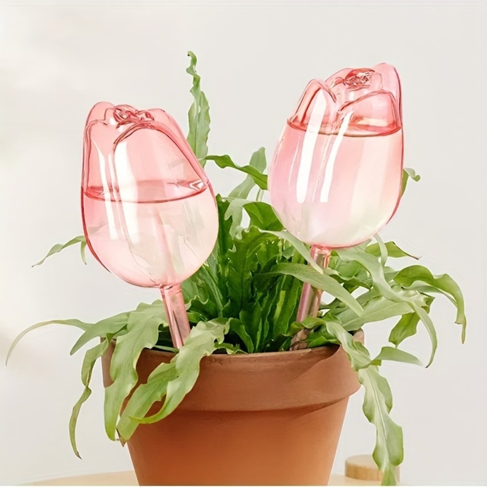 Automatic Plant Drippers Pink Tulip Plant Watering Balls For Efficient Watering 7