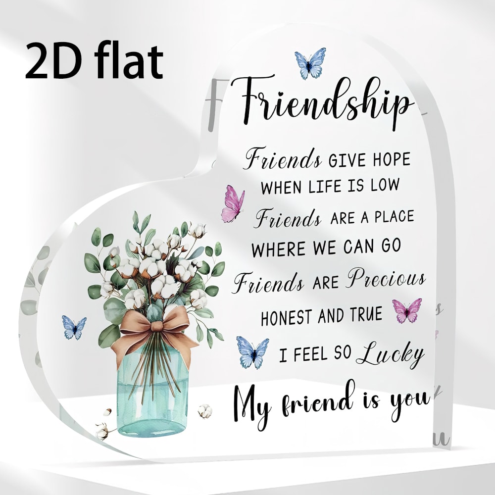 Acrylic Heart Shape Friendship Keepsake, Bestie Friend Gifts, Friendship Birthday Gifts, Bff Gifts