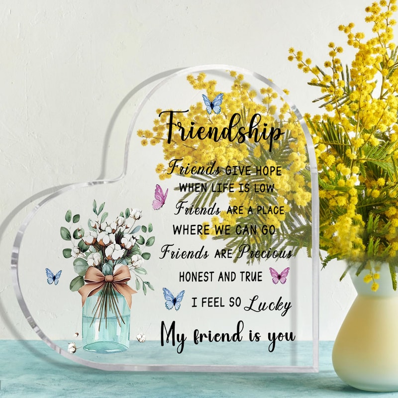 Acrylic Heart Shape Friendship Keepsake, Bestie Friend Gifts, Friendship Birthday Gifts, Bff Gifts