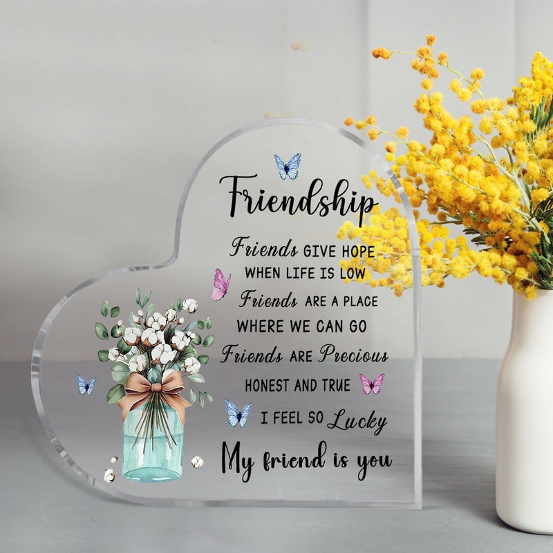 Acrylic Heart Shape Friendship Keepsake, Bestie Friend Gifts, Friendship Birthday Gifts, Bff Gifts