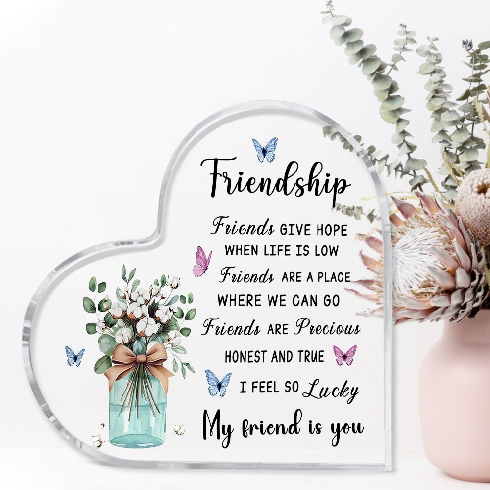 Acrylic Heart Shape Friendship Keepsake, Bestie Friend Gifts, Friendship Birthday Gifts, Bff Gifts