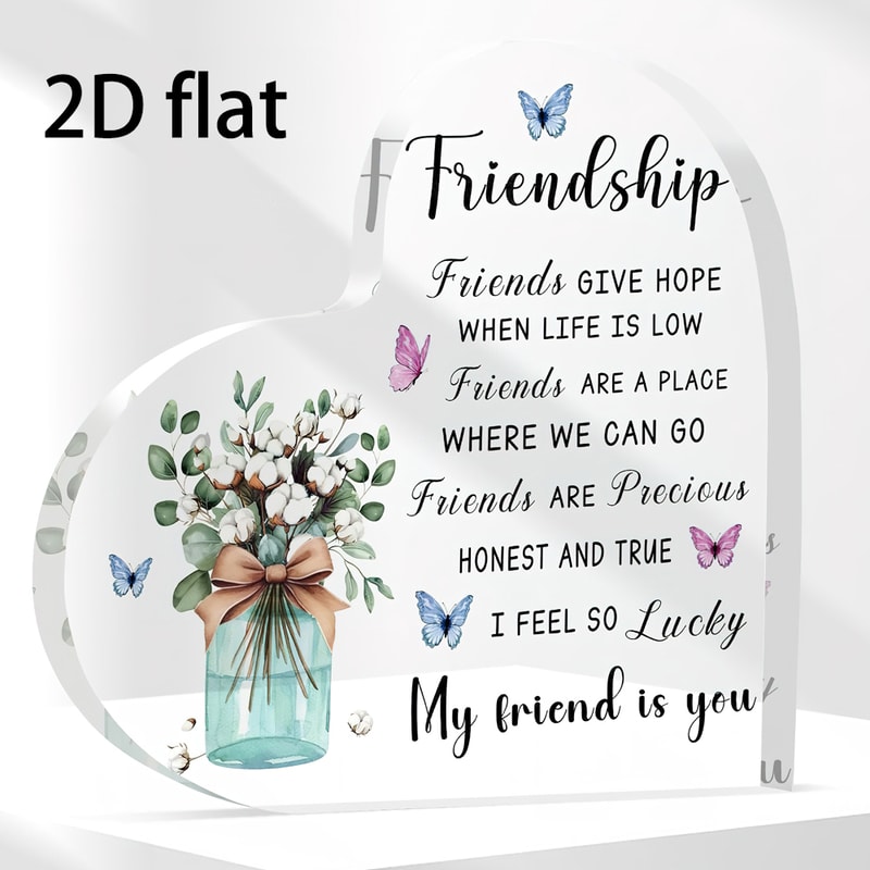 Acrylic Heart Shape Friendship Keepsake, Bestie Friend Gifts, Friendship Birthday Gifts, Bff Gifts