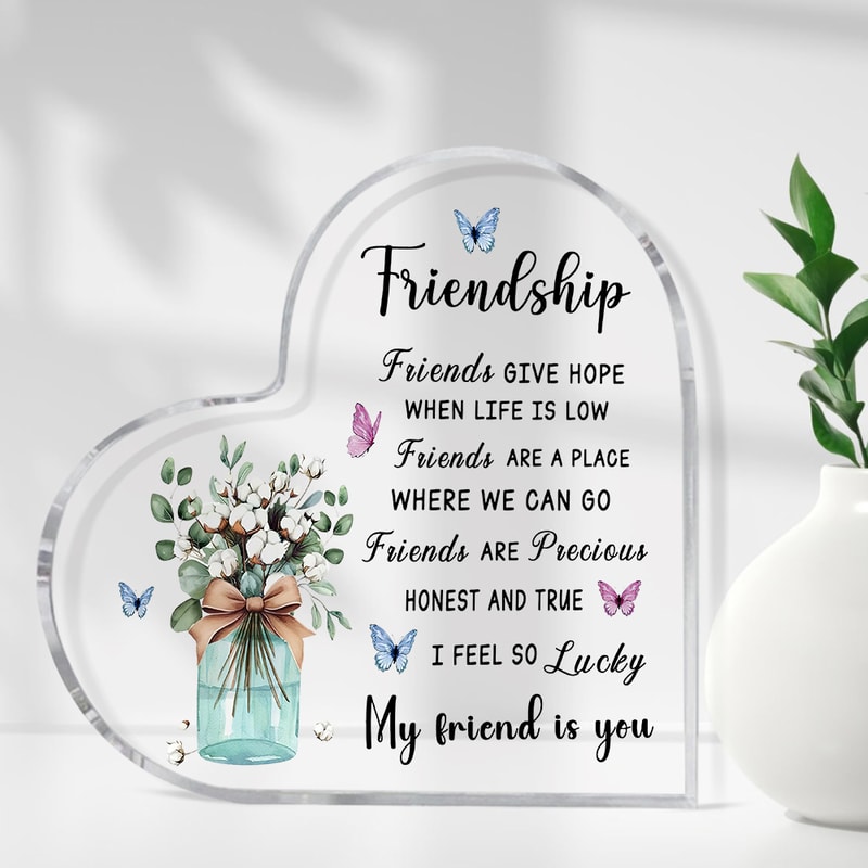 Acrylic Heart Shape Friendship Keepsake, Bestie Friend Gifts, Friendship Birthday Gifts, Bff Gifts