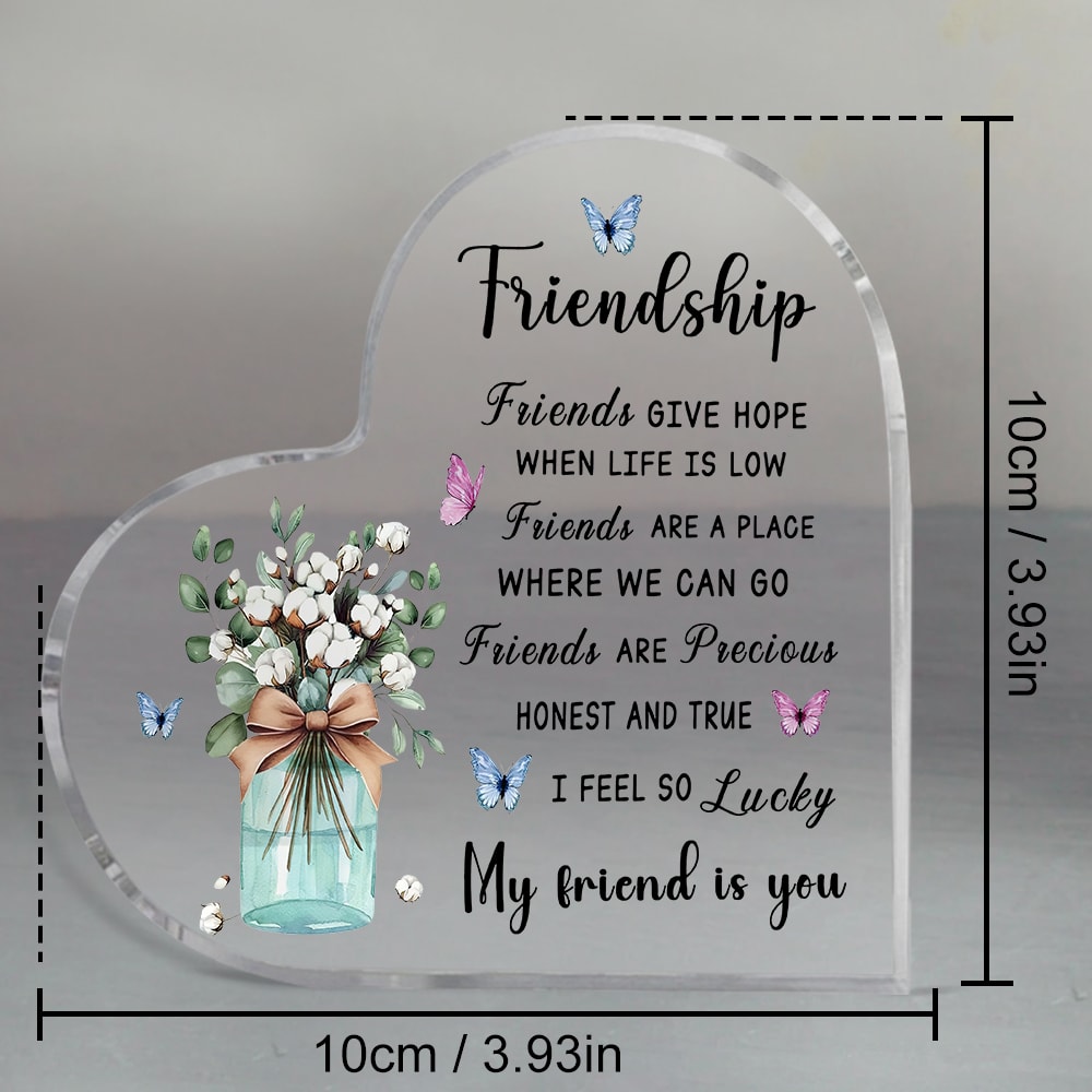 Acrylic Heart Shape Friendship Keepsake, Bestie Friend Gifts, Friendship Birthday Gifts, Bff Gifts