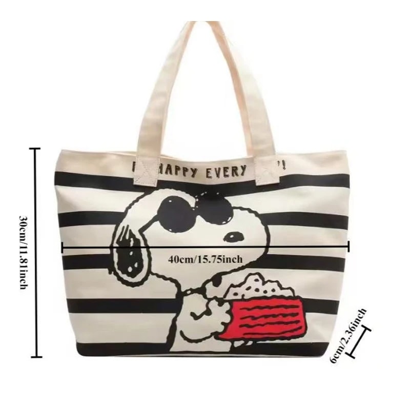 Snoopy Cute Cartoon Tote Mommy Bag for Female Students, Large Capacity Canvas Bag for Books