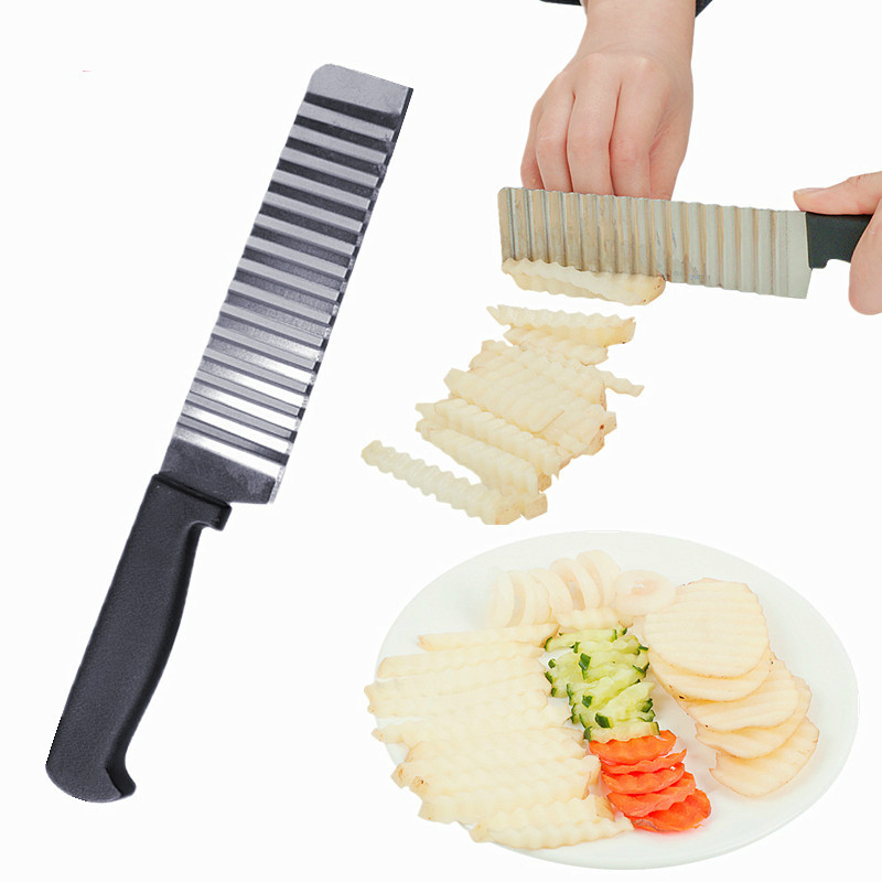 Durable Kitchen Gadgets, Stainless Steel Wavy French Fries Cutter, Potato Slicer Vegetable Chopper
