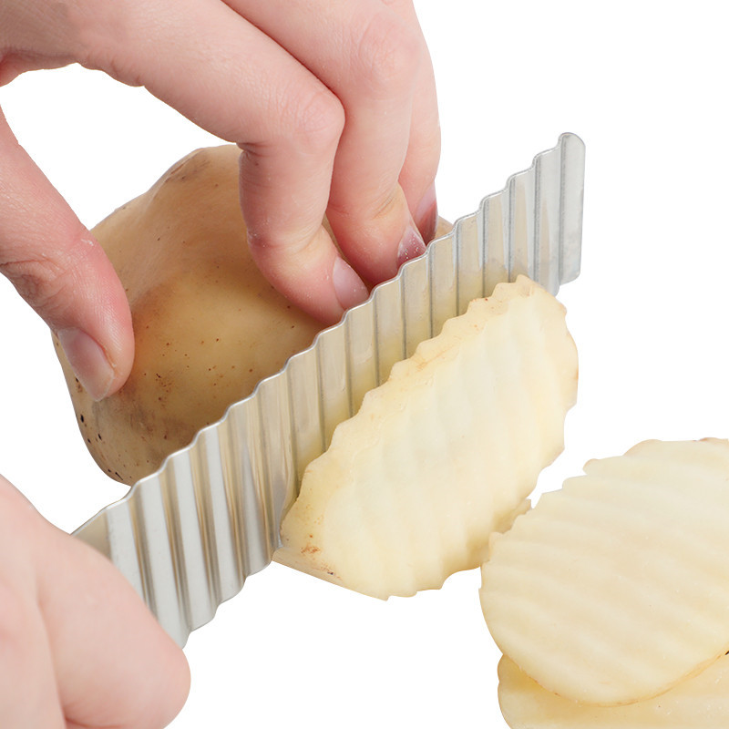 Durable Kitchen Gadgets, Stainless Steel Wavy French Fries Cutter, Potato Slicer Vegetable Chopper
