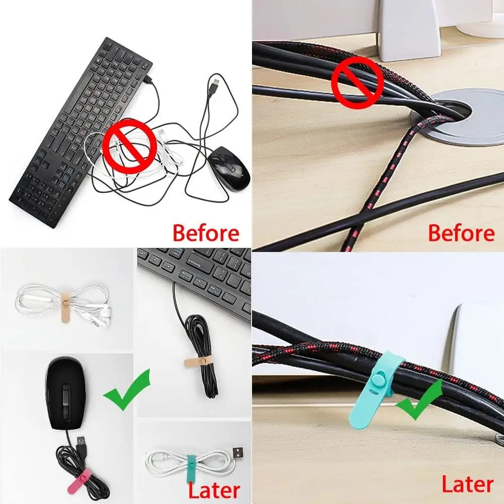 Cord Management Silicone Organizer, Data Line Winder Straps, Mouse Cable Manager