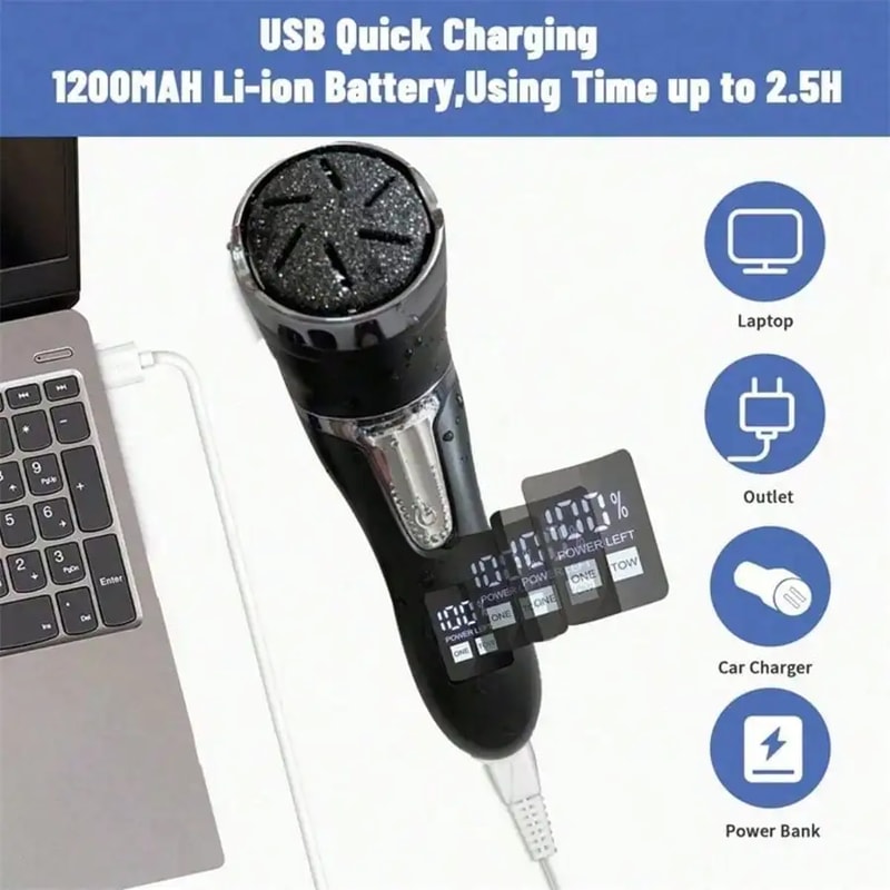 USB Charging Electric Foot Pedicure Device, LCD Display, Callus Remover, Dust Collector for Smooth Feet