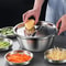 Multifunctional Vegetable Slicer, Stainless Steel Potato Slicer, Drain Basket, Washing Basin
