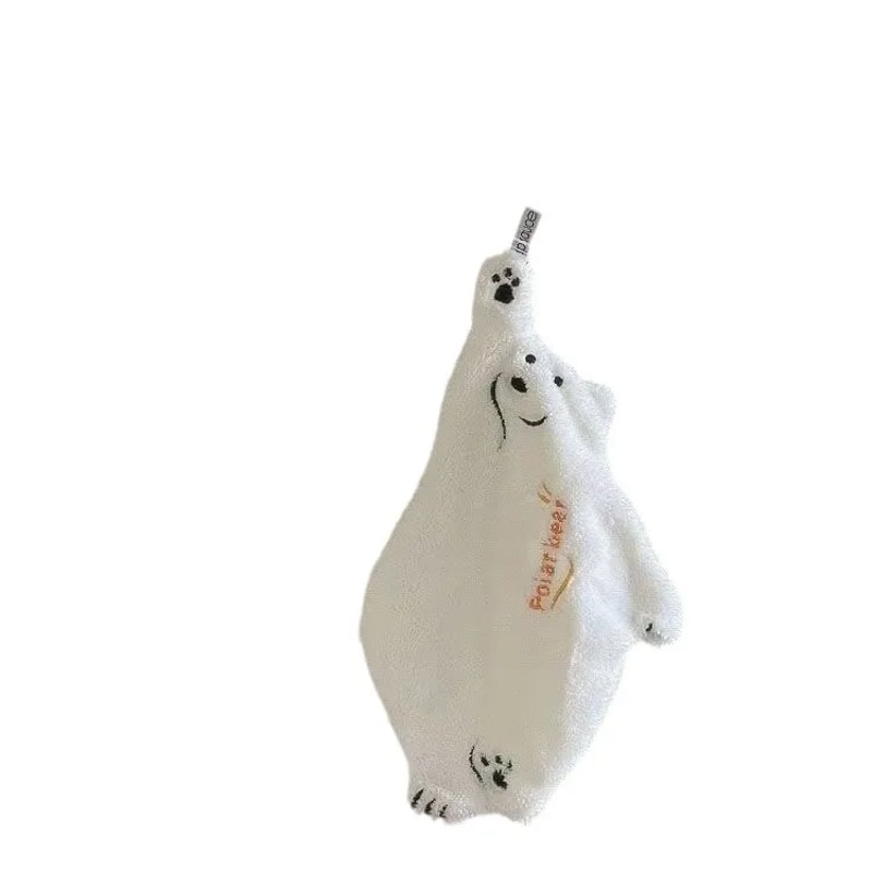 Super Absorbent Polar Bear Hand Wiping Towel Coral Design Cartoon Hanging Kitchen Towel 4