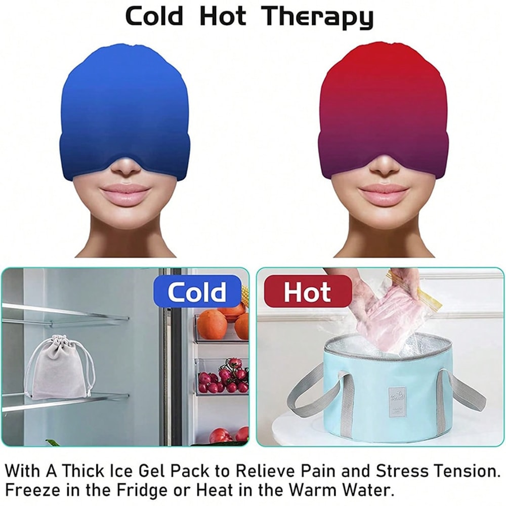 Cold Compress Therapy Cap Gel Ice Headache Migraine Relief Hat Ice Head Wrap For Pressure Relief 3