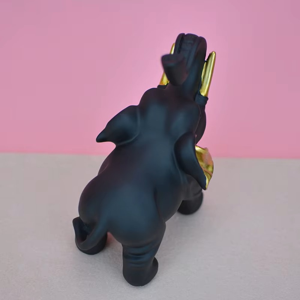 Accessible Luxury Black Gold Elephant Statue, Home Soft Decoration for Desktop Display
