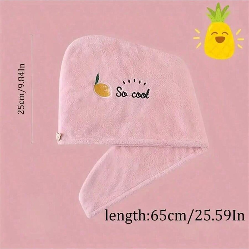 Women's Absorbent Quick Drying Shower Cap, Embroidery Style Hair Drying Cap, Coral Fleece Thickened Towel